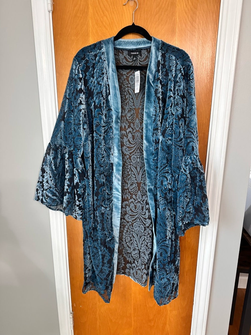 torrid Teal Velvet Burnout Kimono